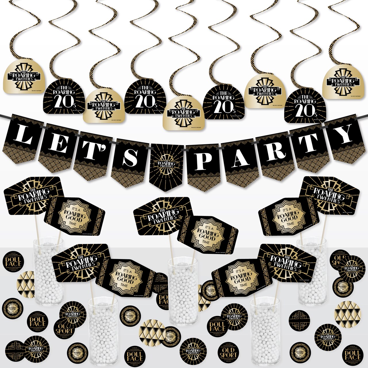 Big Dot of Happiness Roaring 20’s - 1920s Art Deco Jazz Party Supplies Decoration Kit - Decor Galore Party Pack - 51 Pieces